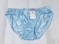 US Size XL Nylon Smooth Shiny Tricot Lace Bikini Panties Women Underwear Blue 01