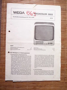 Service Manual für WEGA Wegacolor 3022 ,ORIGINAL - Picture 1 of 1