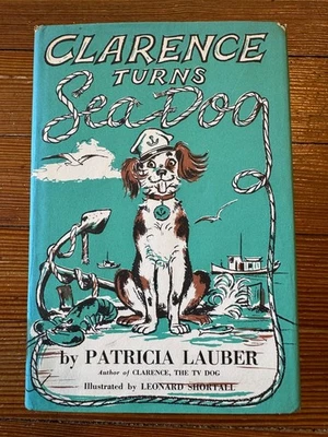 CLARENCE TURNS SEA DOG vtg Shortall ills HcDj Lauber children's book 1950s - Image 1 of 4
