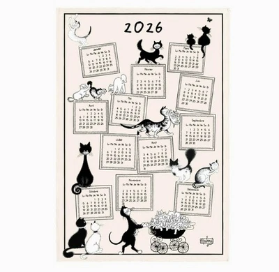 TORCHONS & BOUCHONS 2026 "DUBOUT CATS" CALENDARIO FRANCÉS COCINA / TOALLA DE TÉ Foto 1 de 4