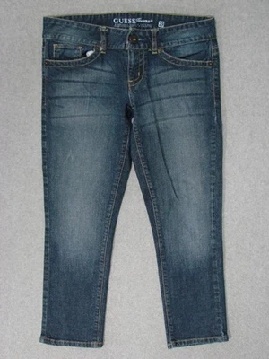UC11451 **GUESS** VAQUEROS CAPRI ELÁSTICOS RECORTADOS PARA MUJER talla 29 AZUL OSCURO Foto 1 de 4