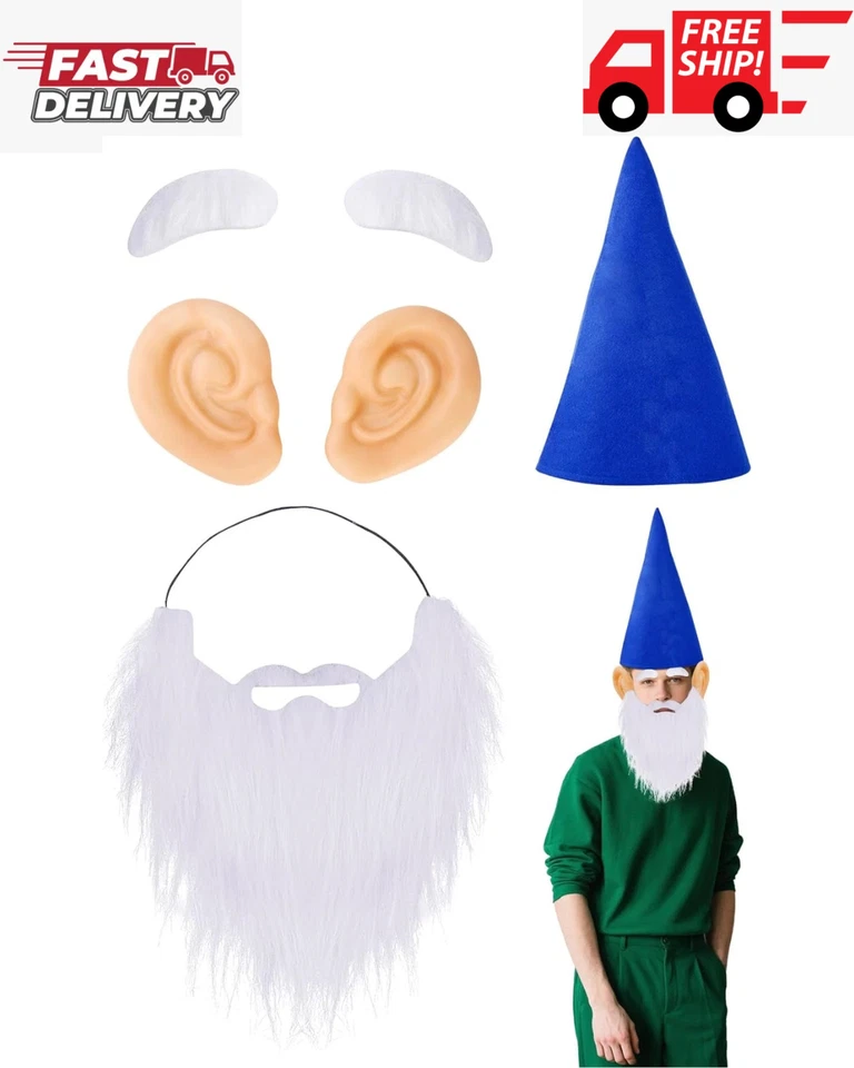 Conjunto de Disfraces de Enano de Halloween, Conjunto de Disfraz de Gnomo con Sombreros de Enano de Fieltro para Halloween Foto 1 de 4