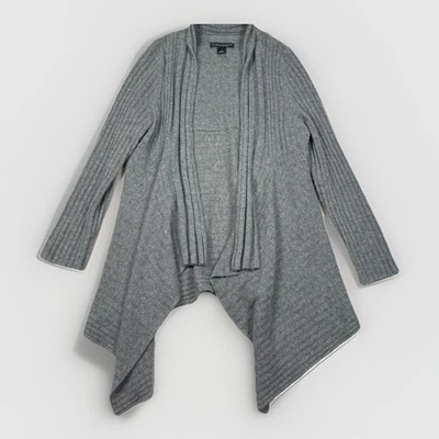 Cárdigan para mujer Elena Solano gris 100 % cachemir acanalado frente abierto talla L Foto 1 de 4