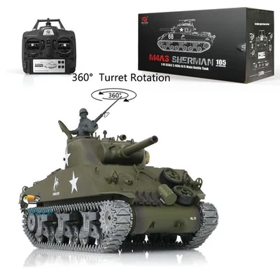 Tanque de radiocontrol Sherman M4A3 personalizado HengLong TK7.0 3898 360° torreta pista metálica Foto 1 de 4