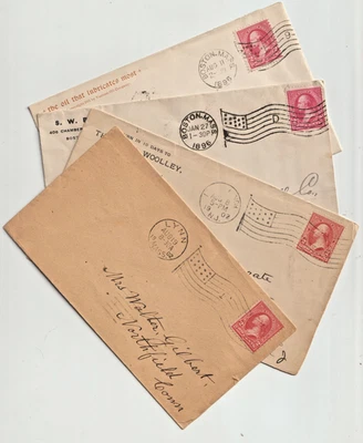 3 US Postal History Covers Collection 1896-1902 Scott Type A88 w US Flag Cancel - Image 1 of 2