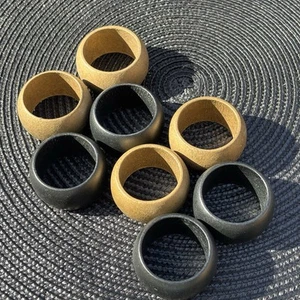 Juego De 8 Servilleteros Madera Vintage Tostado Y Negro Ligero Excelente Estado - Imagen 1 de 4