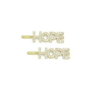 Klar CZ Gold Hoffnung Wort Anhänger Charm für Halskette Armband Schmuckherstellung - Bild 1 von 5