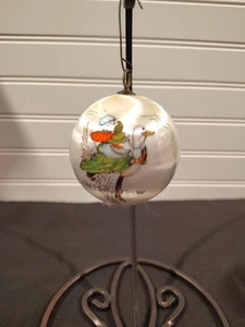 Vintage gesponnen Satin Humpty Dumpty Mutter Gans Weihnachtskugel Ornamente Plastikfolie - Bild 1 von 2