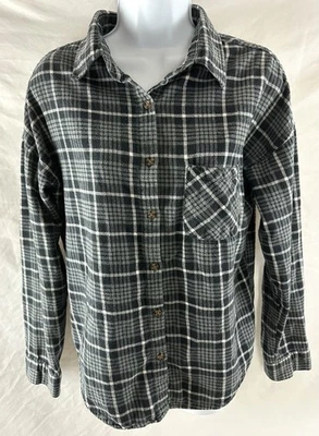 Kirra Gray Flannel Plaid Women's Shirt (One Size) Long Sleeve Grunge/Country - Image 1 of 4