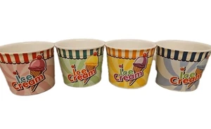 4 Kleine Eisbecher im Stil der 50er Jahre Keramik rosa grün Kompott-Schalen - Bild 1 von 7