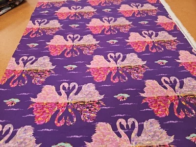 2/3 Yd Swan Lake Cotton Fabric Blank Quilt Sold Bolt End  - Image 1 of 2