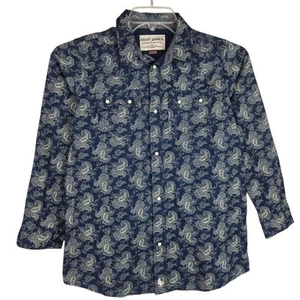 Cody James Pearl Snap Button Shirt Boy's XL Blue Paisley Long Sleeve Western - Picture 1 of 7