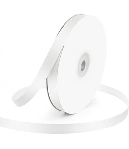 3/8 Zoll breit x 50 Yards weiß einseitig Polyester Satinband - Bild 1 von 1
