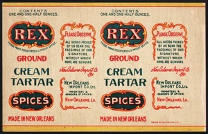 Vintage label REX SPICES Cream Tartar New Orleans Louisiana unused new old stock - Picture 1 of 2