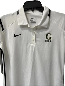Camisa polo de golf mediana para mujer Nike Dri Fit manga S blanca/negra con logotipo nuevo con etiquetas $40 - Imagen 1 de 23