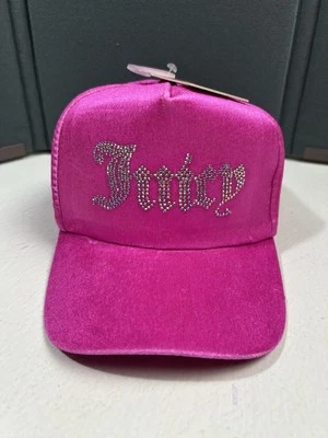¡NUEVO! JUICY COUTURE Niños Terciopelo Estrás Bling Logo Sombrero Tela Terciopelo Rosa Caliente Foto 1 de 4