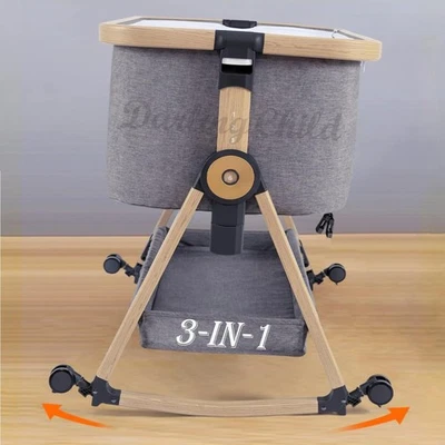 Baby Bassinet on Wheels – 3-in-1 Portable Crib, Bed & Travel Cot for Newborn bab - image 1 of 4