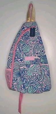 NWT~ Simply Southern Seashell Sling Backpack Pink Blue Preppy Beach Vacation Bag - Image 1 of 4