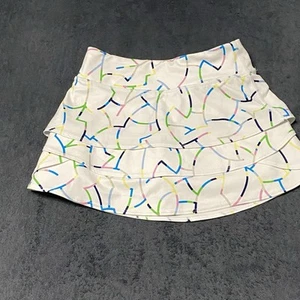 Athleta Girl L 12 White Geometric Swing Skort Sporty Preppy Tennis Pickleball - Picture 1 of 5