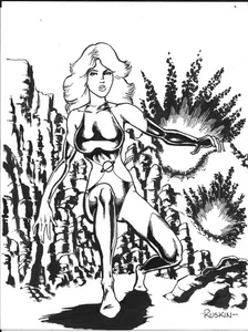Saturn Girl LoSH Legion of Super-Heroes Art 8.5" x 11" Pen & Ink Drawing Sketch - Picture 1 of 1
