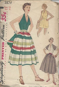 1952 Vintage Sewing Pattern B32 SKIRT SHORTS HALTER TOP & JACKET (R930) - Picture 1 of 3