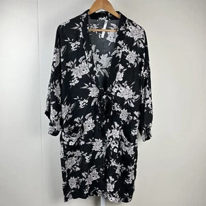 Bata Kimono Spiritual Gangster Topper Capas Chaqueta Negra Floral Mujer OS - Imagen 1 de 7