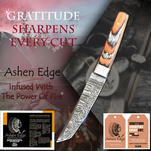 Ashen Edge Forged Twist Damascus Tanto Knife Hard Wood Steel Bolster - Picture 1 of 6