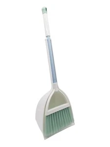 Mini Broom with Dustpan for Kids White Green Little Housekeeping Helper Set - Picture 1 of 6