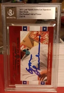 2011 Don Shula Autograph SSP 2 of 16 Leaf Sports Icons Cut Signature Pro... - Bild 1 von 2