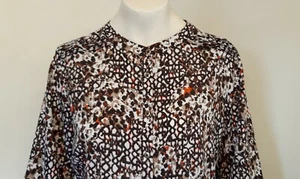 GORGEOUS!! Brown/Beige/Orange Mix 3/4 Sleeve Blouse/Shirt  From M&S  - Size 14 - Picture 1 of 4
