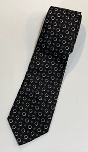Talbots Men's Black Geometric Polka Dot Silk Necktie Tie - Picture 1 of 7