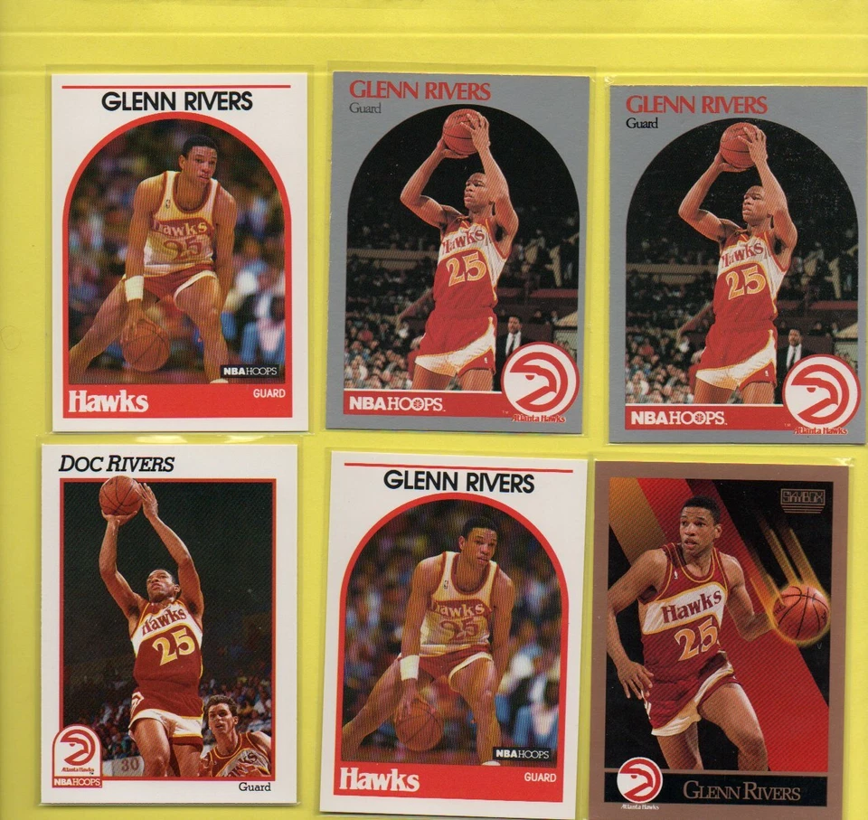6X LOT GLENN DOC RIVERS 1989/90/91 FLEER HOOPS ATLANTA HAWKS - Image 1 of 1