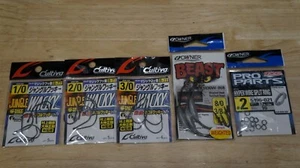 6 packs of Owner 8/0 3/8oz Beast Hooks, Cultiva Jungle Wacky Hooks, & #2 Hyper W - Picture 1 of 3