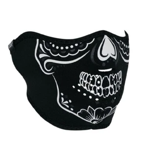 Glow Dark Calavera Sugar Skull Neoprene Half Face Mask Biker Zan Headgear Black - Picture 1 of 2