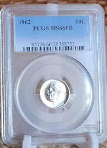 1962 Silver Roosevelt Dime PCGS MS66FB No Toning - Picture 1 of 2
