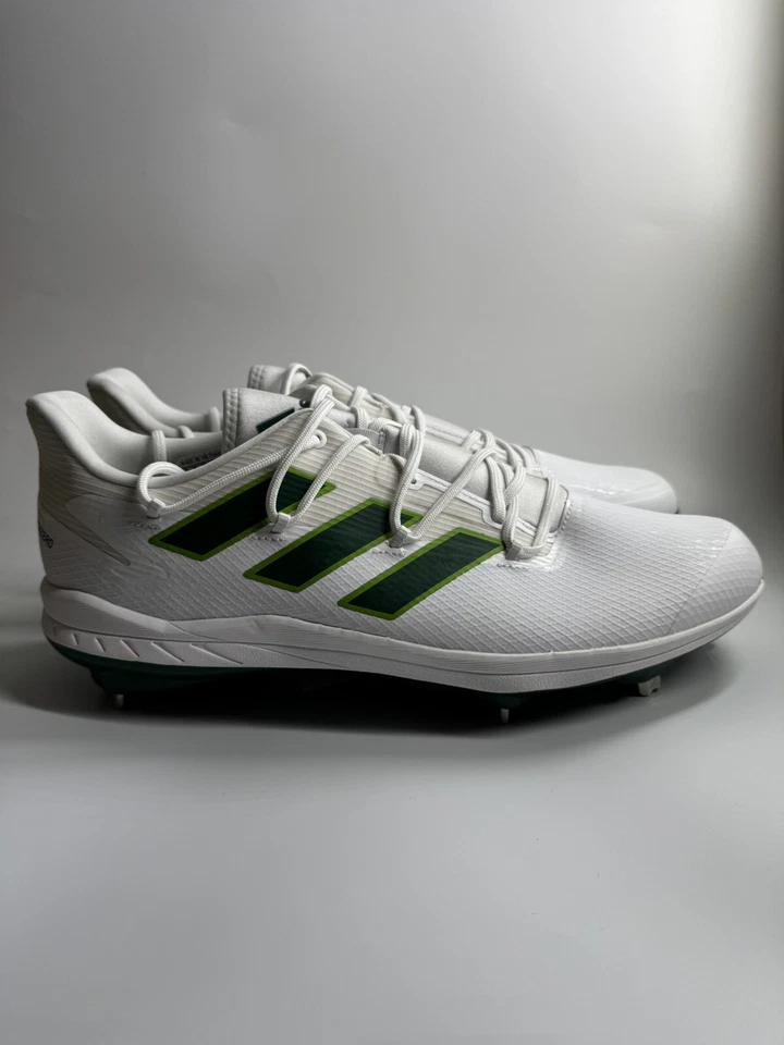 Tênis de beisebol Adidas masculino 13.5 ADIZERO AFTERBURNER 8 branco-tema verde H00973 - Imagem 1 de 4