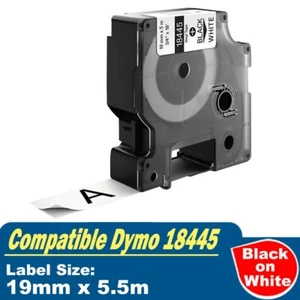1x Compatible Dymo 18445 Vinyl Industrial Rhino Label Tape 19mm Black on White - Picture 1 of 1
