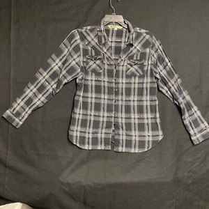 Damen Cumberland Outfitters Western kariertes Hemd Perlen Knopf Hakenschlaufe XL - Bild 1 von 13