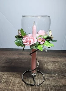 Vintage 2001 Davco Silber New York Schwebender Kerzenständer Spirale Herzstück mit Kerze - Bild 1 von 8