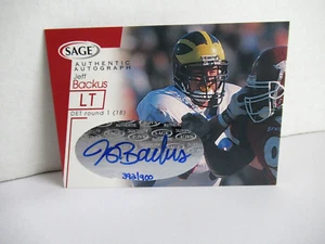 2001 SAGE Auto Red /900 Jeff Backus #A3 Rookie Auto RC - Picture 1 of 2