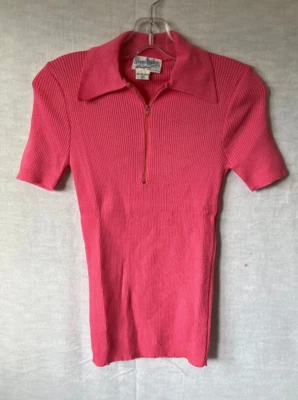 NOS VTG womens 70s top rib knit SCENE MAKERS by LADY ANNE CANADA S BIG COLLAR - Image 1 of 4