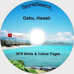 HI - Oahu Hawaii 1976 White & Yellow Pages - Phone Book CD - Text Searchable! - Picture 1 of 1