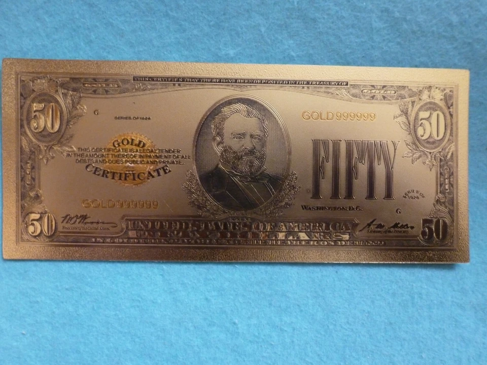 1928 series,999 Gold leaf-colored 50 Dollars  - Image 1 of 2