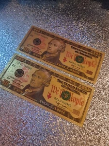 TWO Novelty 24Karat Gold Leaf $10 Bank Notes #9 Please Read Description π€ - Picture 1 of 3