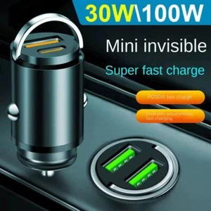 Bague de Tirage Métal PD30W Charge Super Rapide Invisible Voiture Charge Double USB; - Photo 1 sur 23