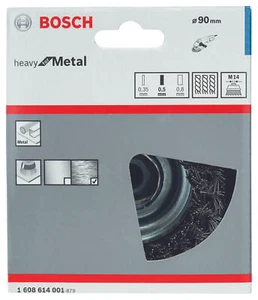 Bosch Topfdrahtbürste 90mm M14 0,50mm gezopfter Stahldraht - Bild 1 von 1