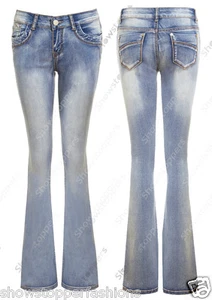 NEW WOMENS SLIM FIT JEAN FLARE FLARED DENIM BOOT CUT JEANS SIZE 6 8 10 12 14 16 - Bild 1 von 1
