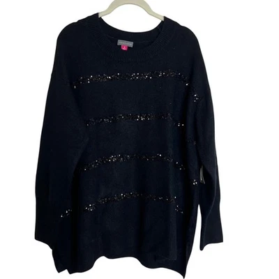 Suéter Vince Camuto Mujer Talla Grande 1X Negro Lentejuelas Tejido Pullover Vacaciones Foto 1 de 4