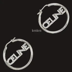 CELINE Ohrringe ECHT Creolen Kristall Silber Strass Kenkenjp Kreis Medaille Logo - Bild 1 von 24