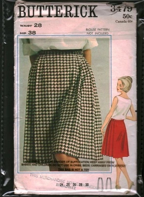 3479 Vintage Butterick Sewing Pattern Misses 1960s Pleated Skirt Casual OOP 28" - Image 1 of 2
